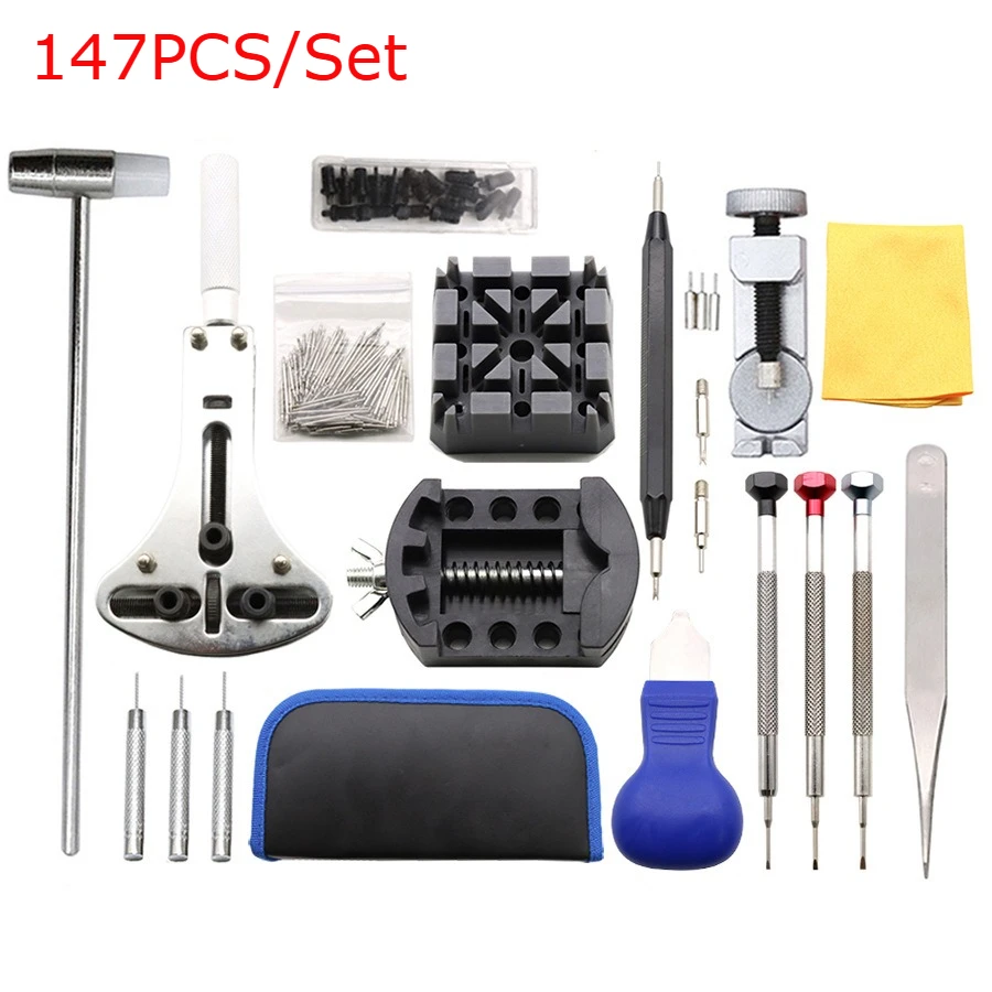 

146PCS Watchmaker Watch Repair Repairing Tools Kit Case RemoverOpener Bar Set Watch Spring Pin Bars and Back Case Opener Screw