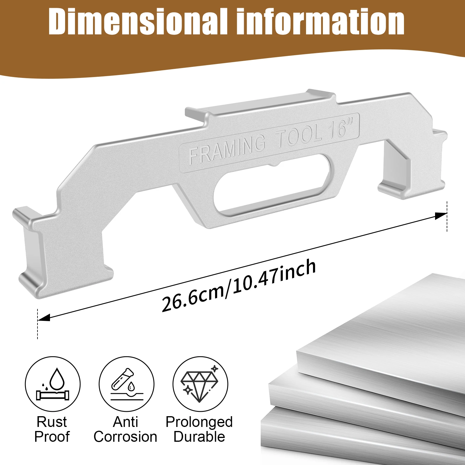 Framing Tool 16inch Aluminum Alloy On-Center Framing Stud Layout Tool Precise Framing Spacing Measuring Jig Tool Wall Stud