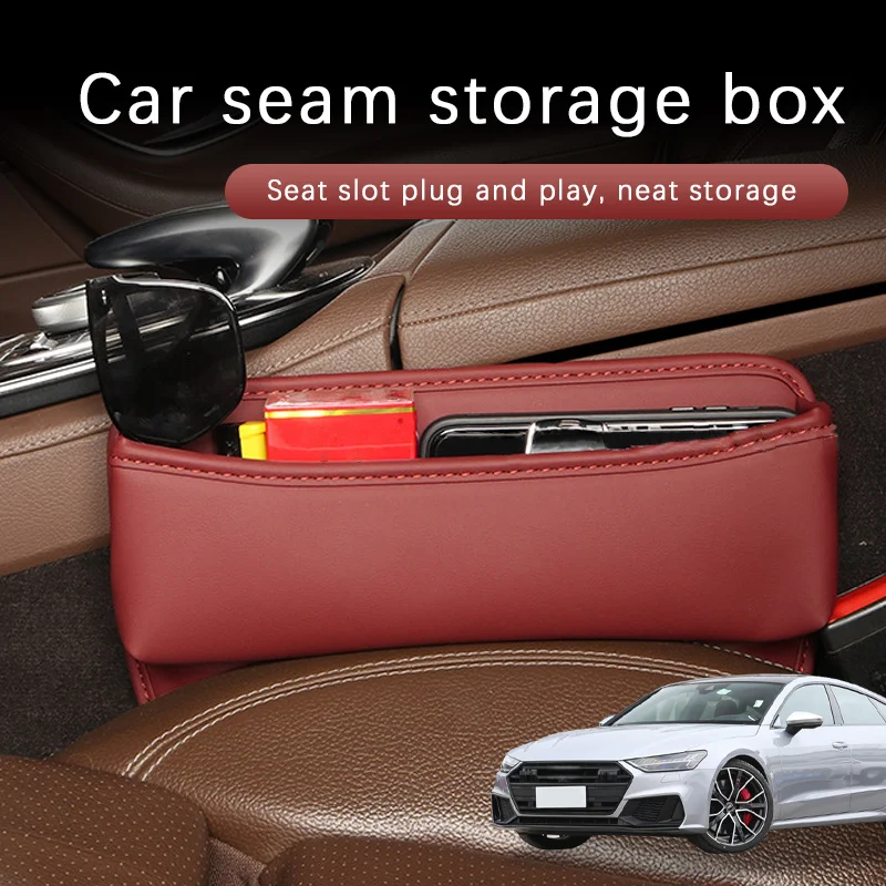 

Leather Car Seat Gap Organizer Multifunction Console Storage Box Car Interior Storage Pocket For Audi S7 Decorative Accessories