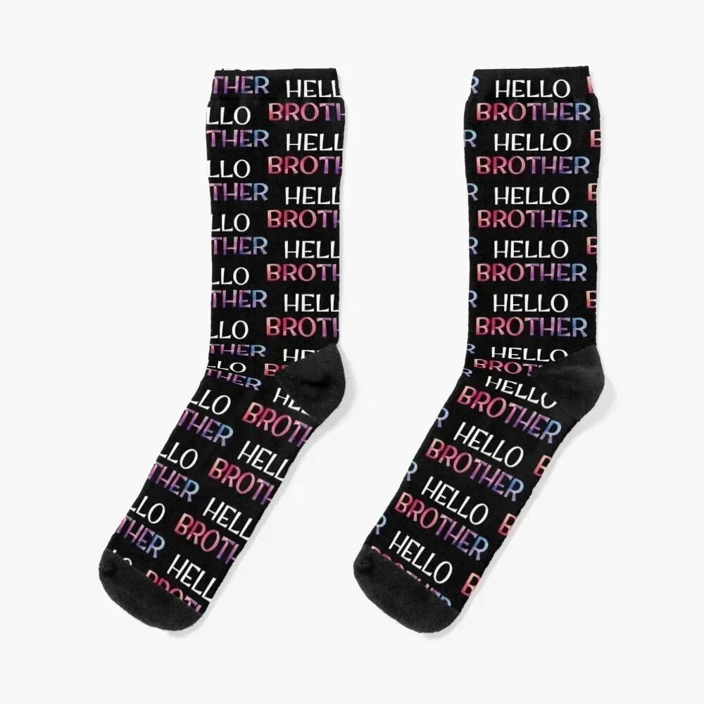 

Hello Brother Greeting Wording Logo Socks compression winter anti slip football sports and leisure Girl'S Socks Men's