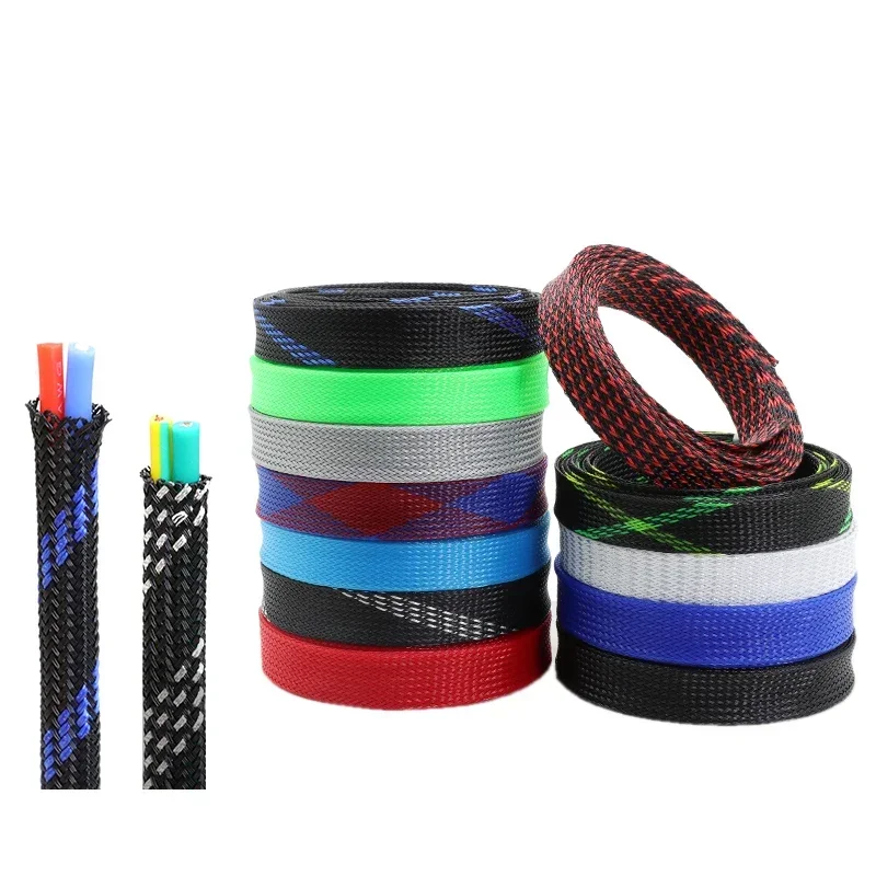 1~20M PET Braid Sleeves High Density Insulated Cable Sheath Wrap Tube Cable Protector Braid For Wires 30 35 40 50 60mm