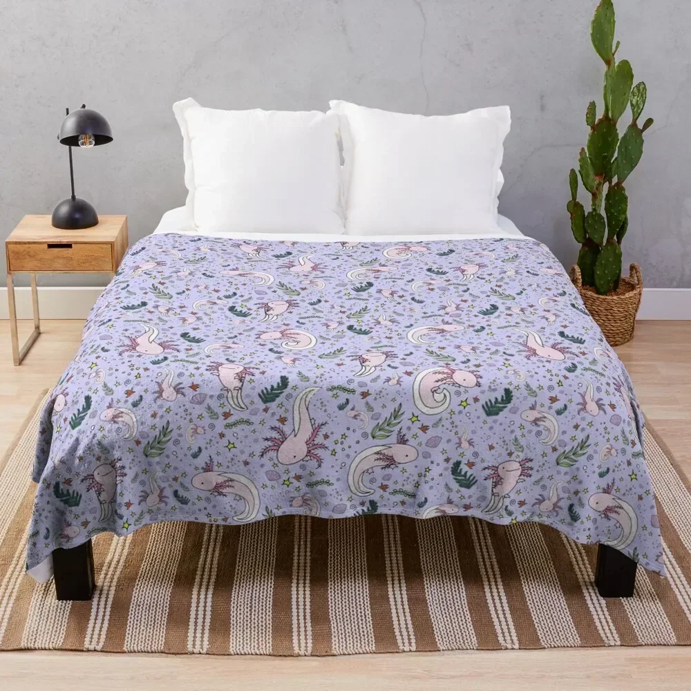 

Axolotls in Purple Throw Blanket Warm Plush Fuzzy Blanket for Living Room