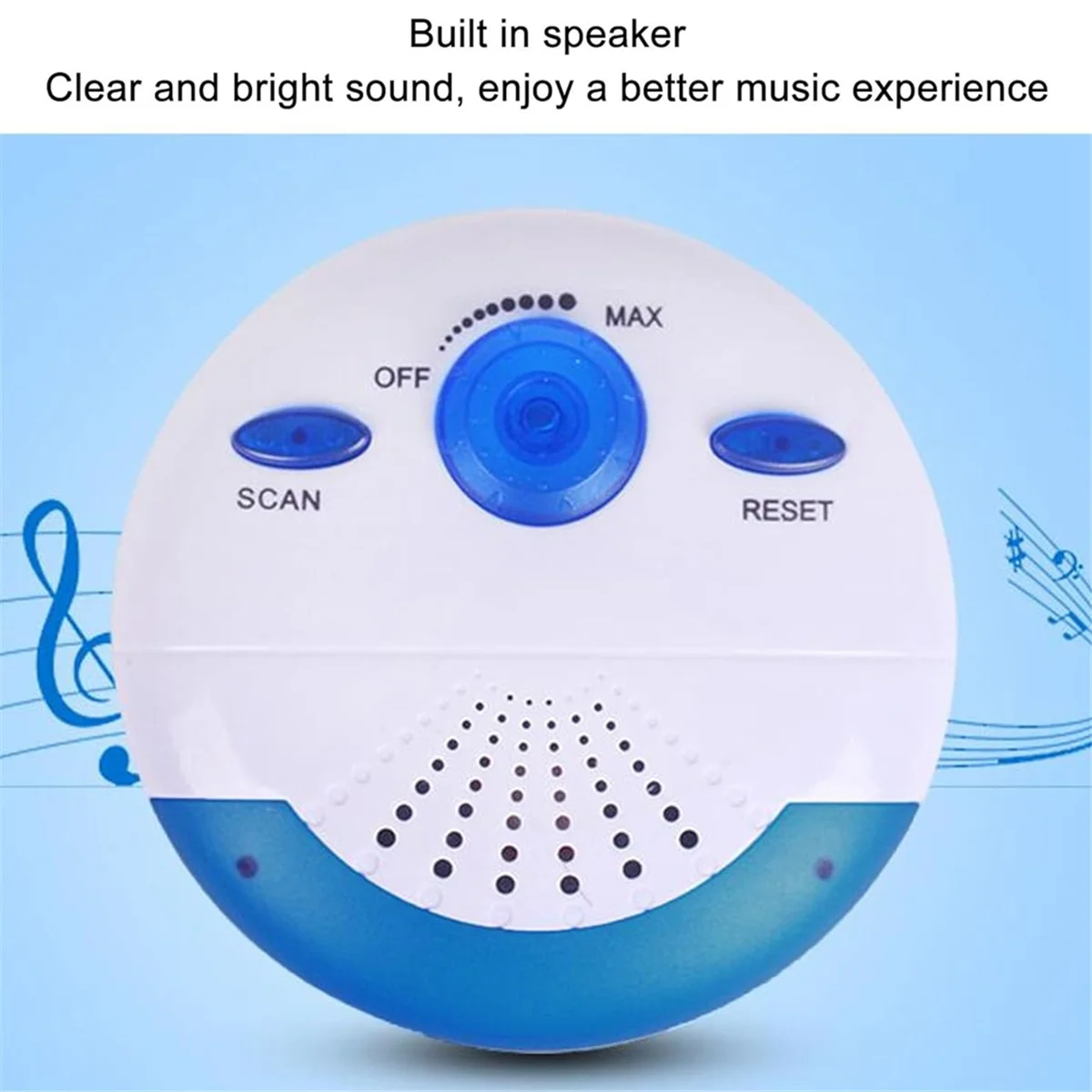 Waterproof Shower Radio, Mini Portable FM Radio Built in Speaker for Bathroom Kitchen, Boating, Hiking, Shower Speaker