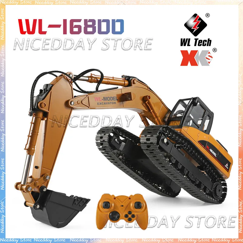 Wltoys 16800 1/16 2.4g Excavator Rc Car Toys Styling 23 Channel Road Construction All Metal Truck Autos With Led Light Smoke