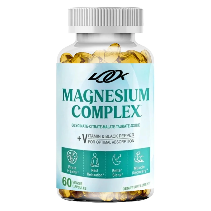Compound Magnesium 400mg, Magnesium Glycinate, Citrate, Taurine, Malate 60 Capsules