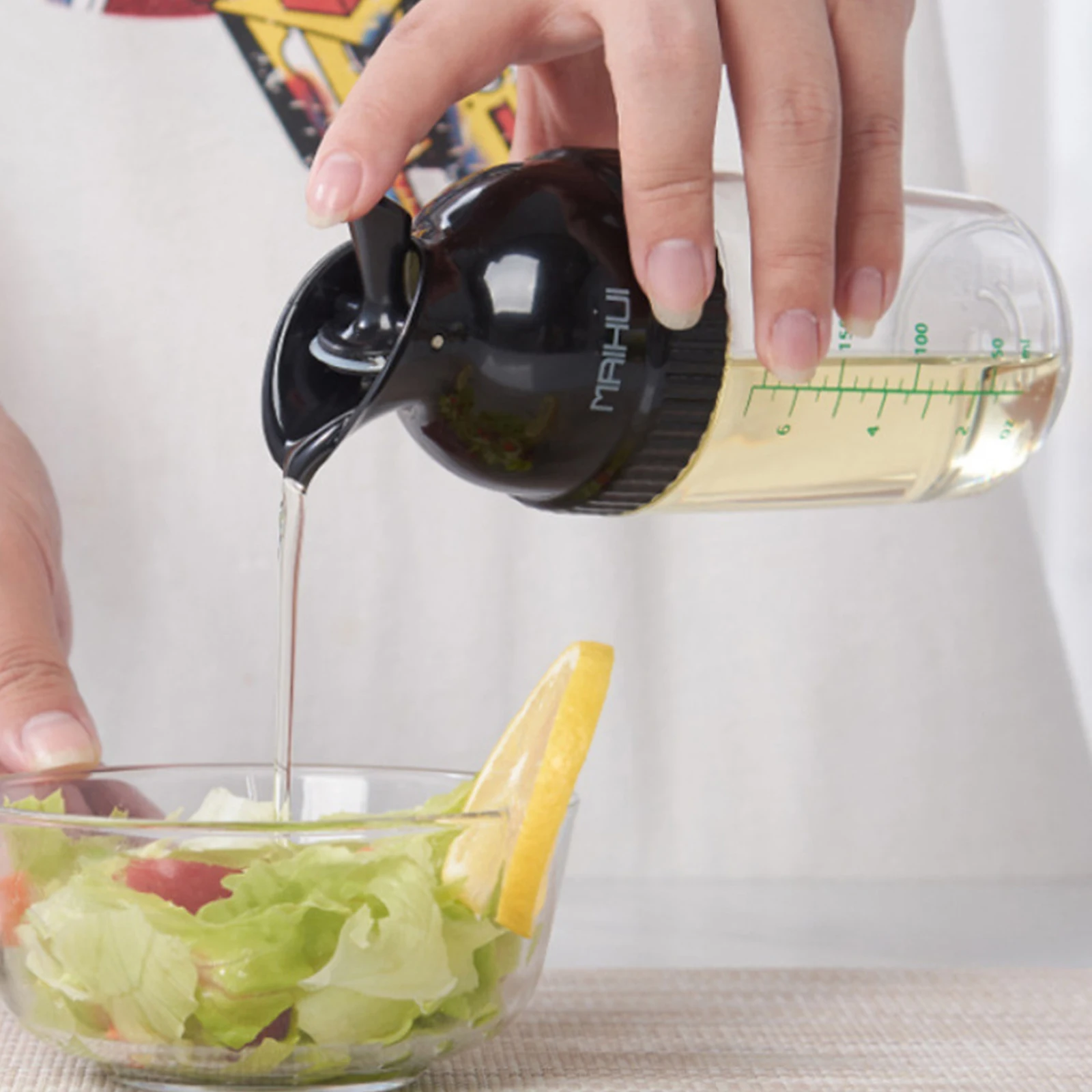 

200ml Salad Dressing Shaker Dispenser Leakproof Container Bottle Sauces Vinegar Mixer With Scales Kitchen Seasoning Bottles