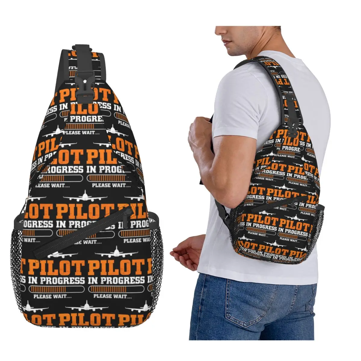 

Born To Fly Flight Pilot Flying Aviation Aviator Chest Bag Men Sling Crossbody Backpack Chest Bag Traveling Daypack Shoulder Bag