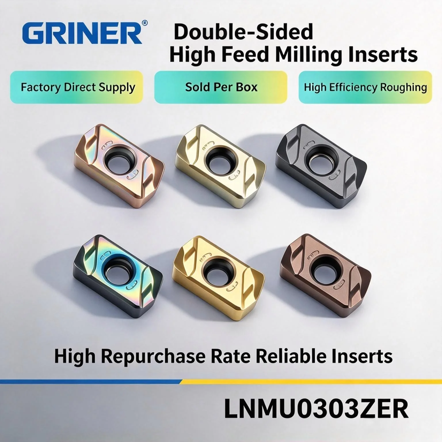 LNMU0303ZER Double Sided High Feed Milling Inserts Carbide Turning Insert For Stainless Steel Carbon Steel Hardened Steel CNC