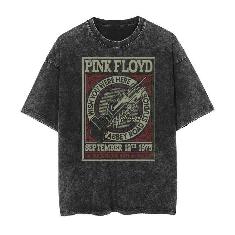 Camiseta Masculina Floyd Rock Pink Delayed Washed Nova Chegada Roupas Masculinas Camisetas Gráficas para Homens Ropa Hombre