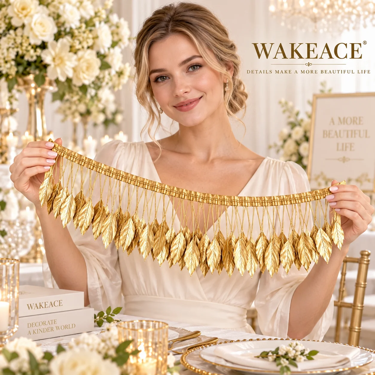 WAKEACE size 2 goose feather tassel border shiny feather ribbon tassel wedding dress sewing DIY crafts party clothing decoration