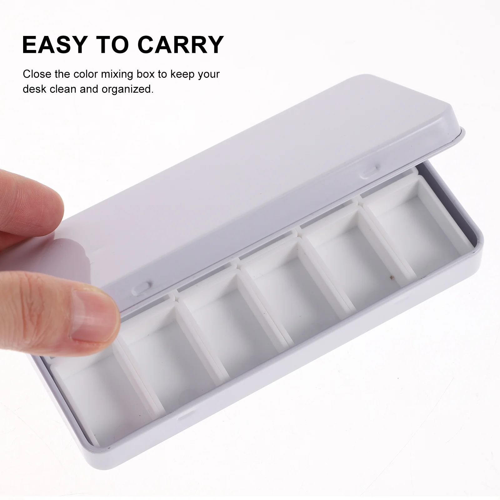 

1Set Watercolor Paint Box Rectangular Durable Iron Case with Lightweight Plastic Pans for Acrylic Watercolor Mixing Organizer