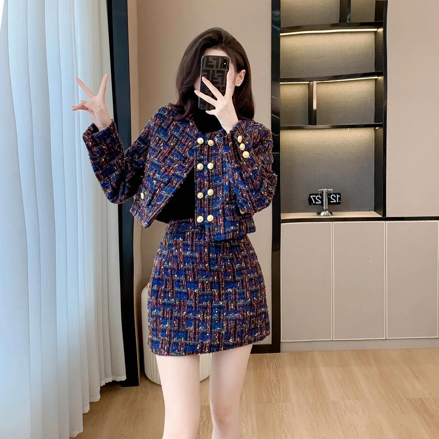 Padded Classic Style Short Jacket for Women Female Office Lady 2023 Autumn/Winter High-End Elegant Slimming Youthful Tweed Suit