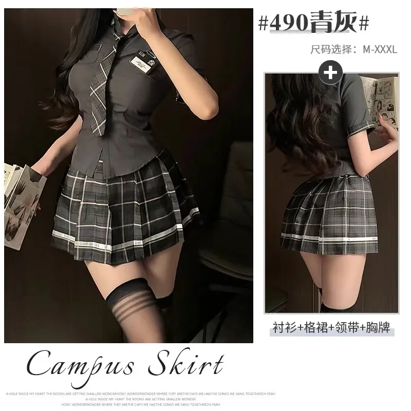 

New Sailor Japanese Style Sweet Erotict Suits Female Short Sleeve Bow TieTops+Pleated Mini Skirt Lingerie Women Sheer Sexy Sets