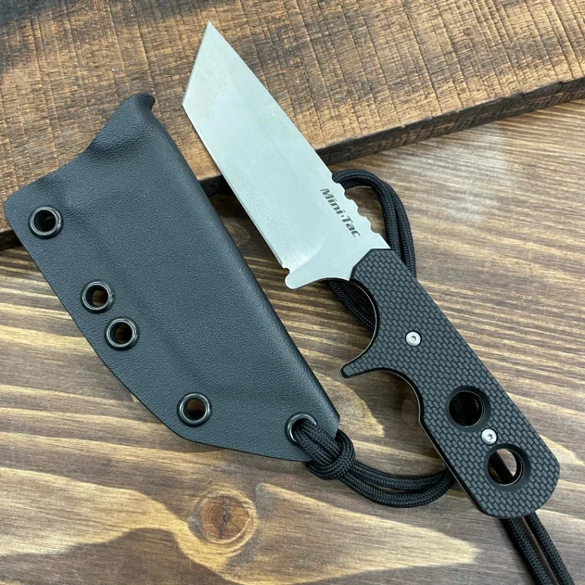 

Mini Tac Tanto Blade Прочный прямой нож Универсальный нож Коробка Резак Кемпинг EDC Инструмент Открытый выживания Портативные ножи с шейным цепочкой