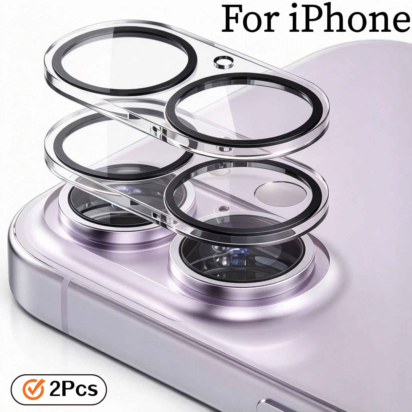 2Pcs Rear Camera Lens Kit for iPhone 18/17/16/15/14/13/12 pro Max plus Mini with 9H Tempered Glass Protection Mobile Photography