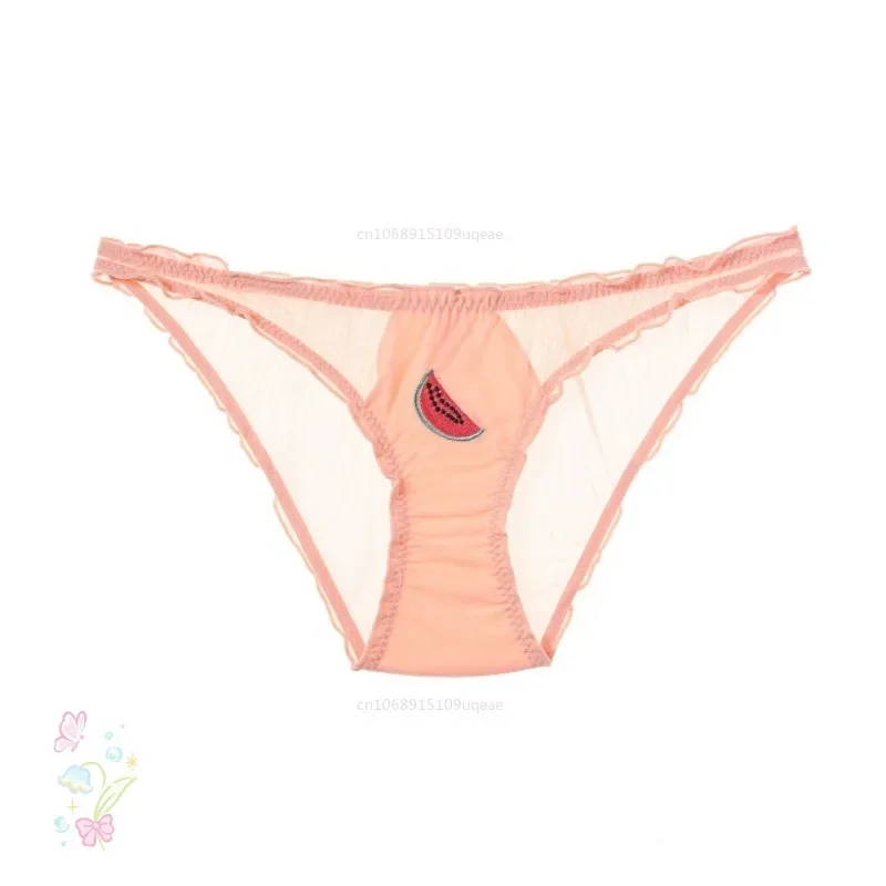 New Women Sexy Panties Lace Underpants Low-waist Panties Fruit Embroidery Perspective Briefs Female Underwear Lencería Femenina image 5