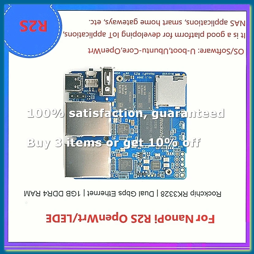 Mini routeur NanoPi R2S, carte de développement Rockchip RK3328 Quad-Core -A53 avec ports Ethernet Gigabit -DTB3