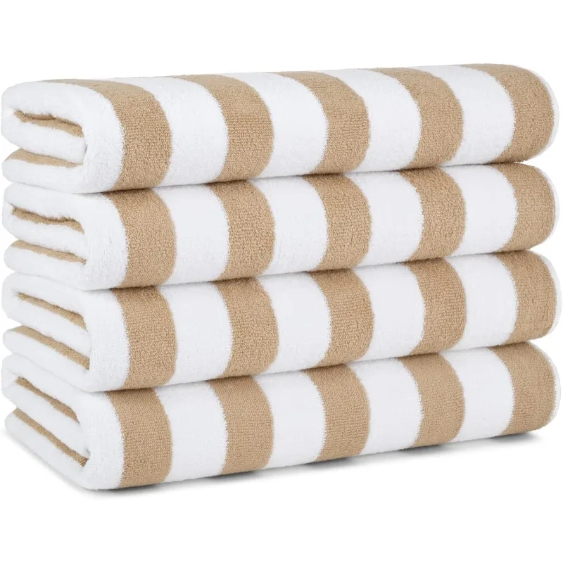 

Пляжное полотенце Cali Cabana Stripe — упаковка из 4 штук — мягкий, 100% хлопок, легкий быстросохнущий набор махровых полотенец для бассейна, плавания, a