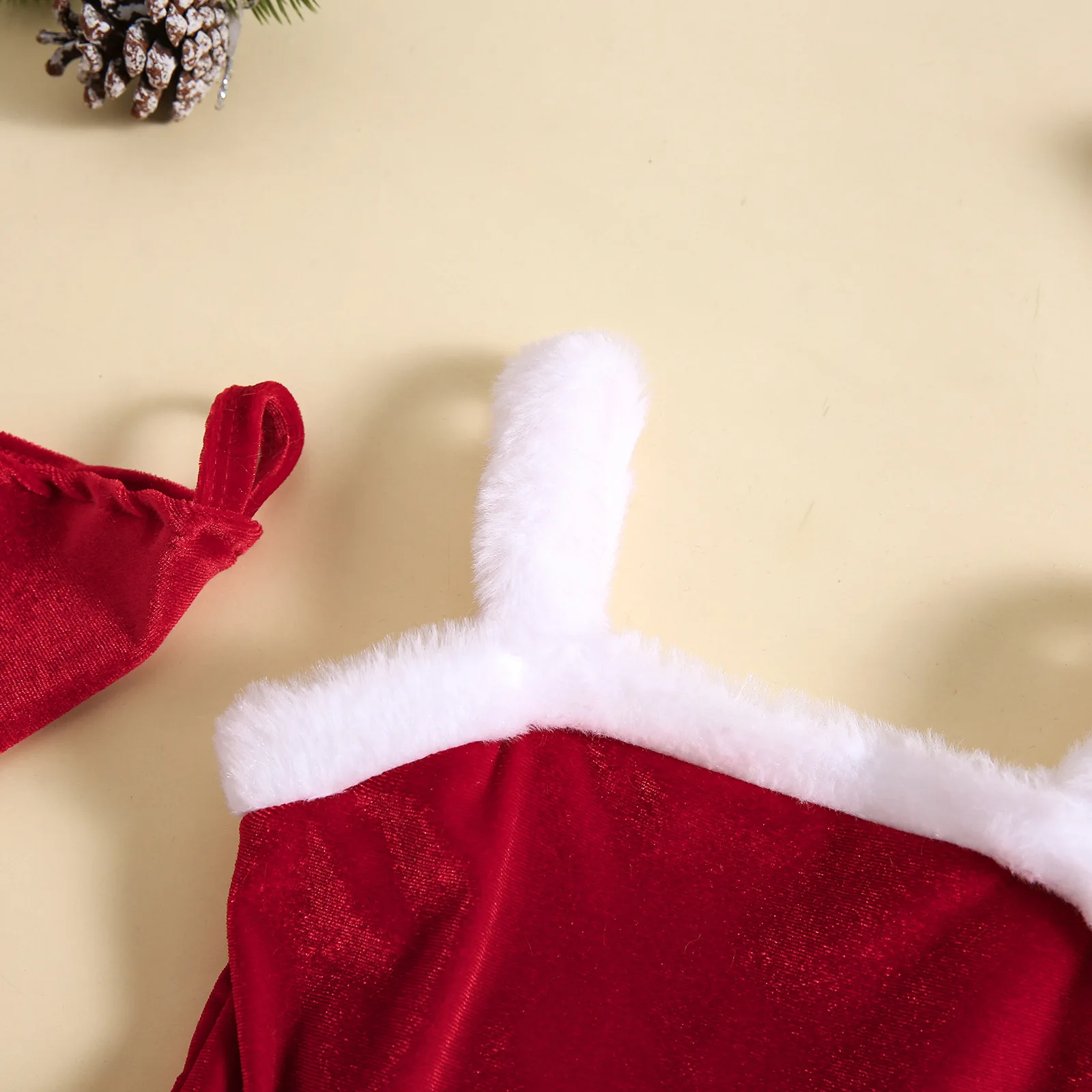 فستان عيد الميلاد الجديد لعام 2024 بأكمام وغطاء للرأس قابل للفصل | طقم مشد بوستير ذو حافة خام مكون من 3 قطع #4