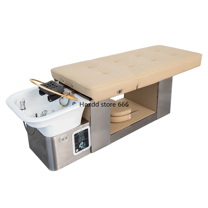 

Barber shop shampoo bed water circulation ear picking pull-out flushing bed