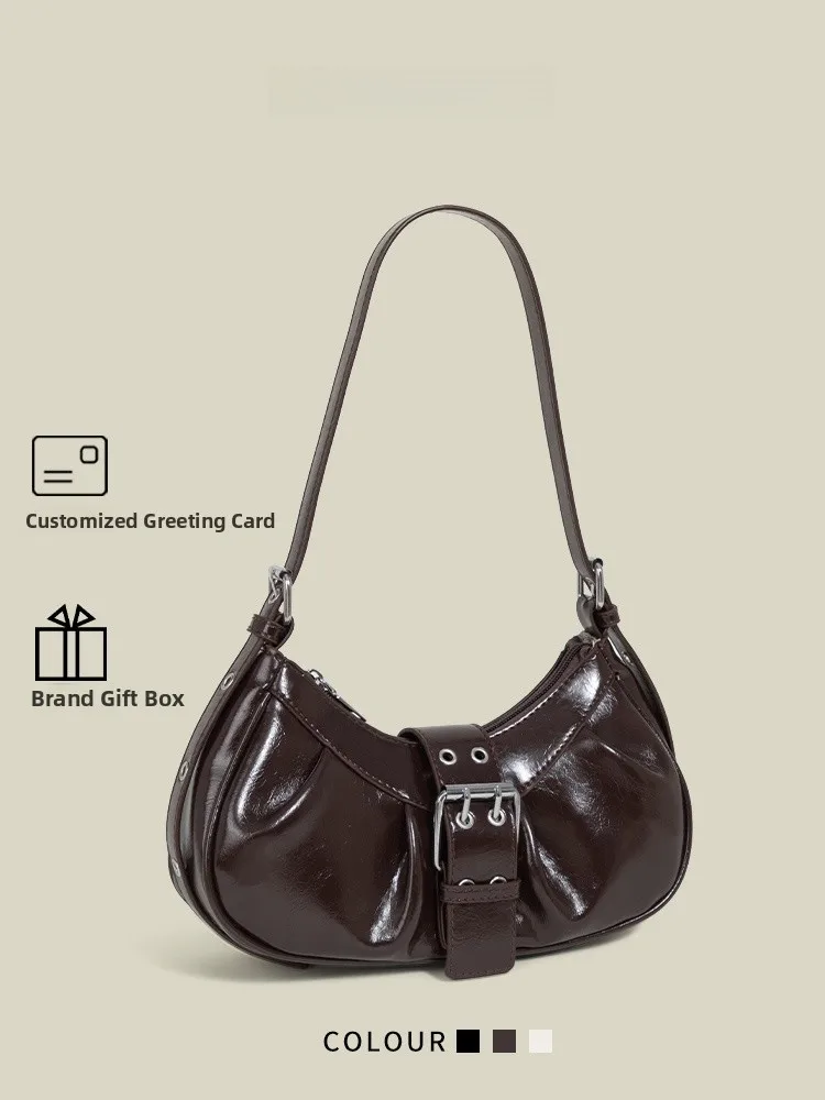 

Faionable Retro Folded Underarm Bag Women's oulder Handbag MICR&KCY 2025 New Sle Street Sle PU Leather Handbag