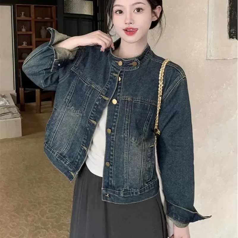 

Denim Jacket Women's New Motorcycle Clothing 2025 Autumn Korean Version Retro Short Jacket Tooling Style Versatile Top Tide