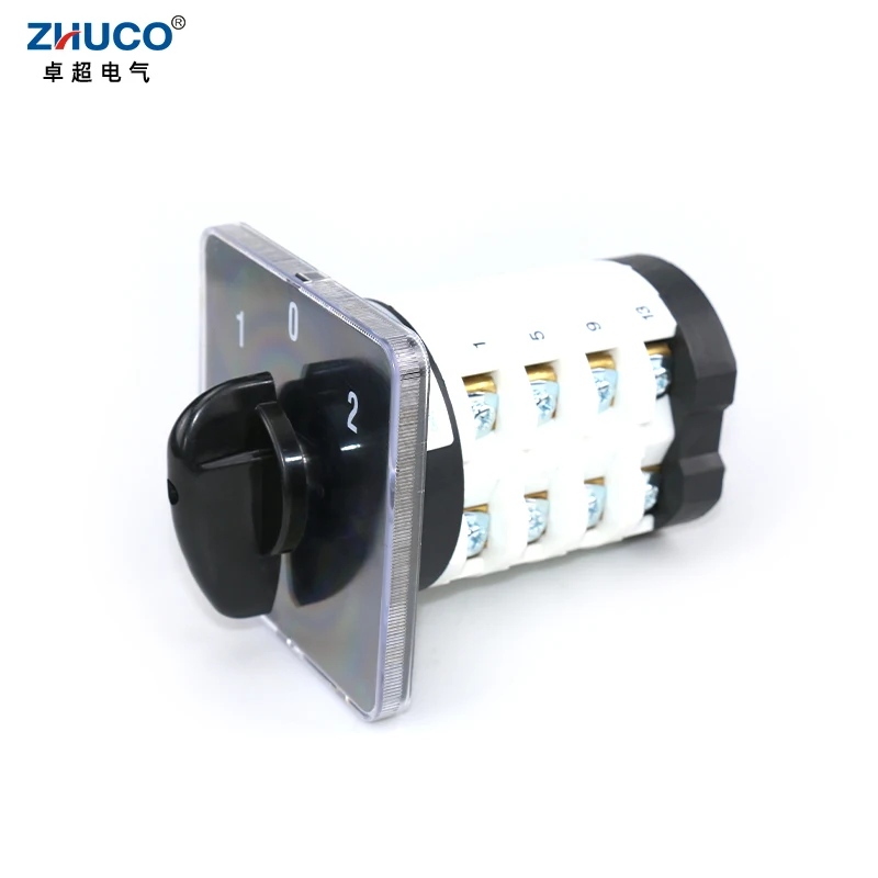 ZHUCO SZL9- 50/4 50A AC660V 1-0-2 Three Position 4 Poles 16 Terminal Screws Selector Universal Changeover Cam Main Switch