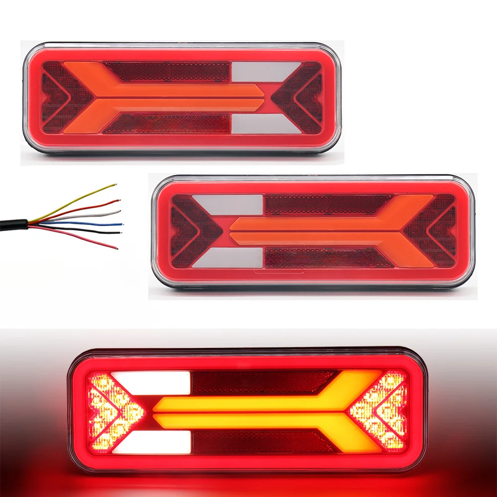 

2PCS 12V 24V LED Combination Rear Tail Light Turn Signal Brake Reverse Fog Lamp Reflector Waterproof Trailer Truck Caravan Lorry