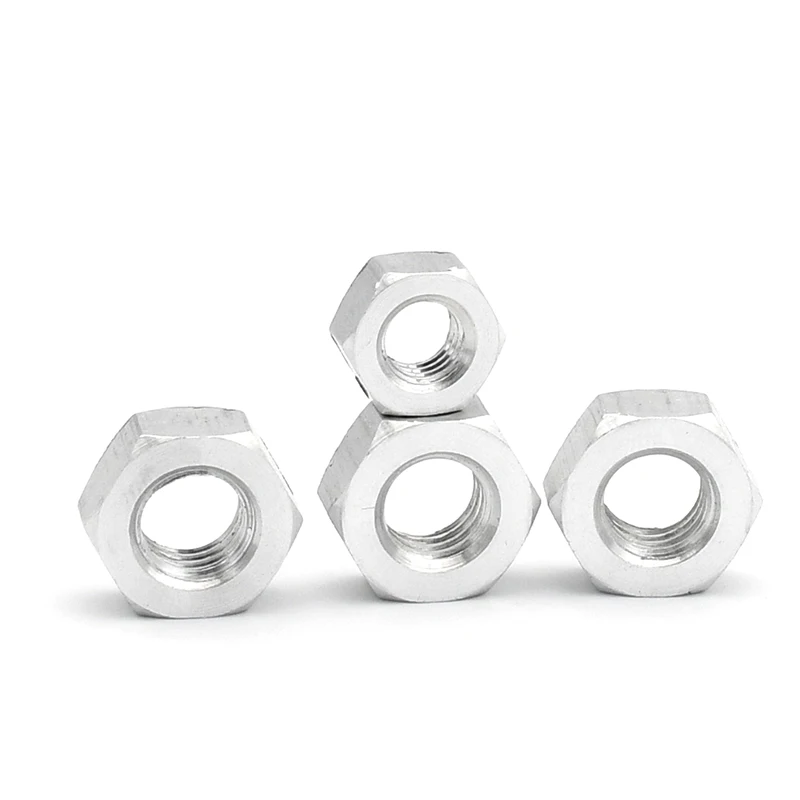 6061# Aluminum 1~ 50 pcs/lot  M2 M2.5 M3 M3.5 M4 M5 M6 M8 M10 M12 M14 M16 M18 M20 M22 M24 Hex Hexagon Nut DIN934
