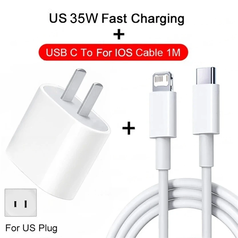 PD 35W Schnellladegerät für iPhone 11 12 13 14 15 Pro Max Schnellladekabel für iPhone 15 Plus USB Typ C Datenleitung Telefonladegerät