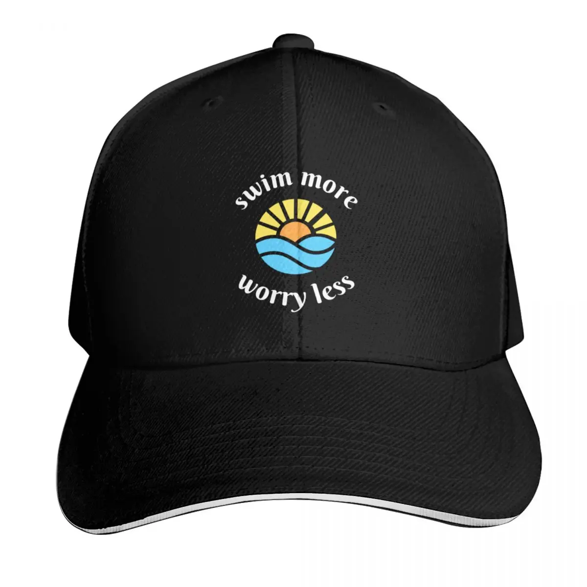 Swim More Worry Less Swimmer Baseball Cap cute New In The Hat sun caps Beach Bag Woman Hats Men's