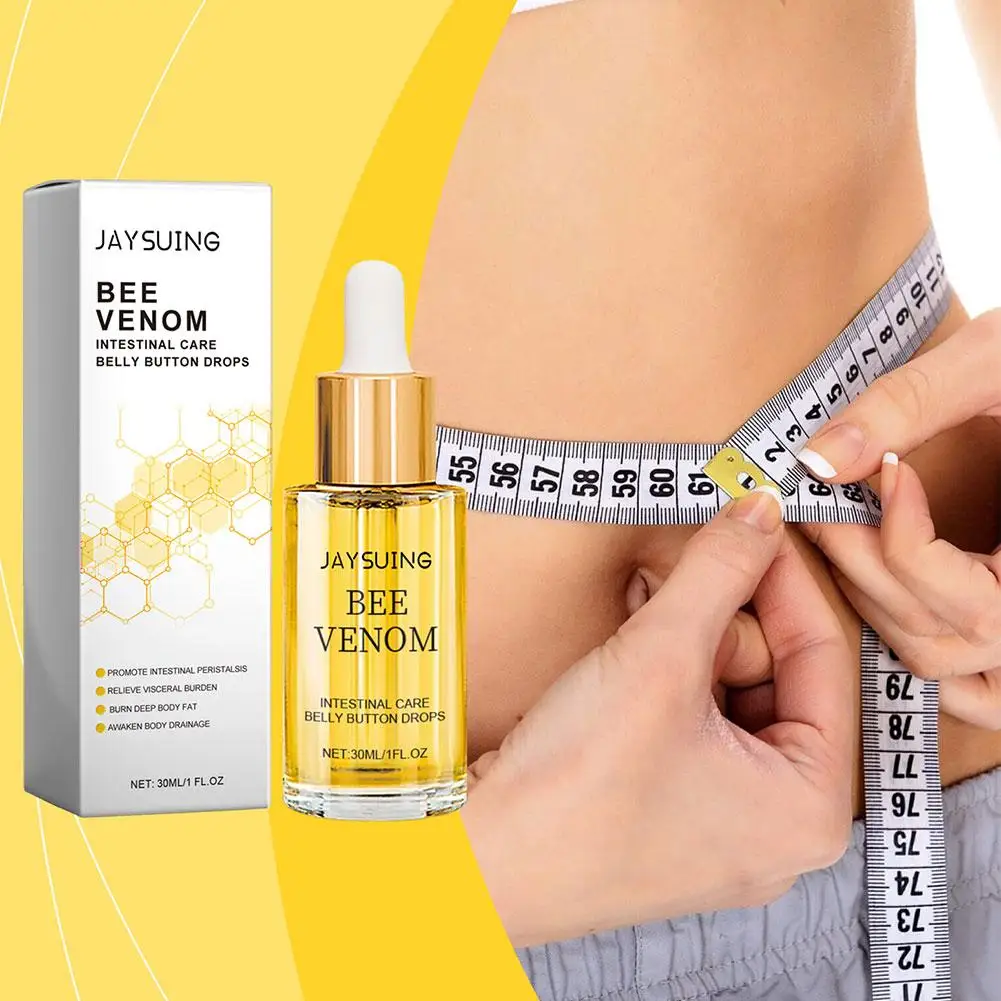 New High-end 30ml Bee Intestinal Detox Belly Button Burning Firming Curves Drops Tightening Massage Tummy Essence Body Fat R5S2