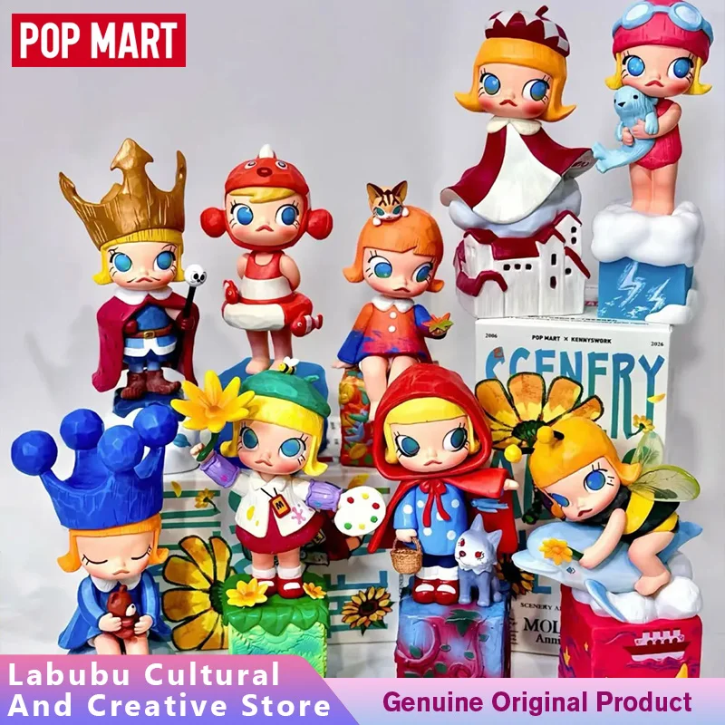 

New POPMART MOLLY Scenery Along The Way 20th Anniversary Series Mystery Box Anime Figure Genuine Blind Box Toys Desktop Ornament