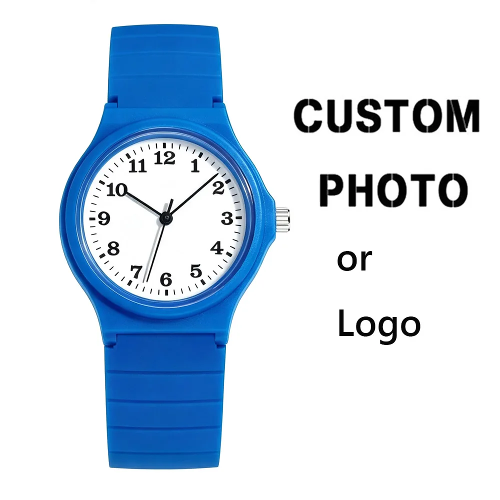 Designed Dial Numberal Dial Students Wristwatch Custom Logo Photo 4 Colors Kids Wristwatch
