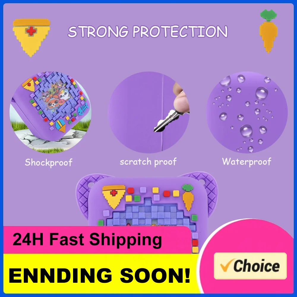 Silicone Protective Skin Sleeve with Lanyard Carrying Travel Case Anti Drop 3D Food Print for Interactive Digital Pet