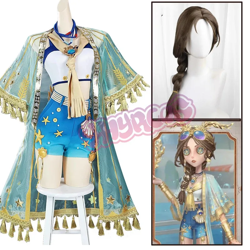 섹시 게임 아이덴티티 V 프리스트 피오나 질먼 코스프레 의상 가발 상의 반바지 코트 풀세트 할로윈 카니발 파티 롤플레잉