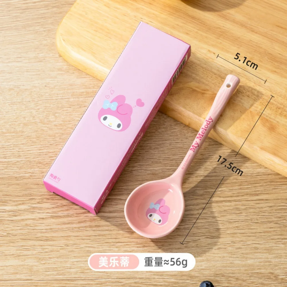 Kawaii Cute Sanrios Kuromi My Melody HellokittysAnime Kawaii Fiqure Ceramic Ladle Household SoupSpoon Ceramics Tableware Gifts