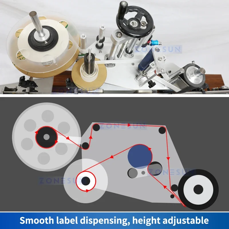 ZONESUN ماكينة لصق العلامات على الزجاجات المستديرة الأوتوماتيكية ZS-TBD10