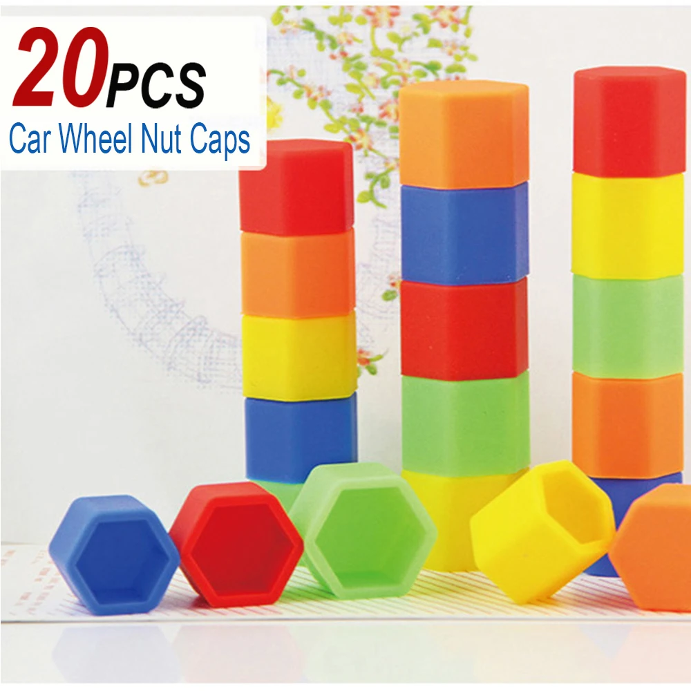 20Pcs 17/19/21mm Silicone Hexagonal Socket Car Wheel Hub Screw Cover Nut Caps Bolt Rims Exterior Decoration Protection Covers