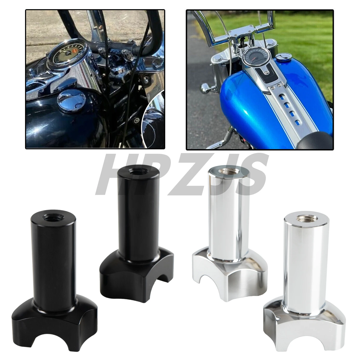 

CNC 3.5" Motorcycle Straight Handlebar Riser For Harley Softail Fat Boy Sportster Dyna Street Bob Glide Road King Chrome/Black