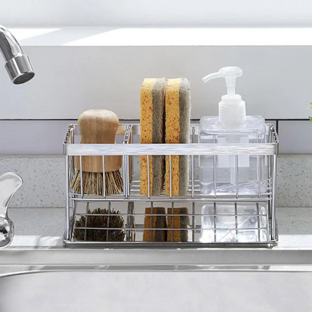 

Stainless Steel Storage Rack Sink Sponge Drain Rack Dish Cloth Rack Soap Sponge Holder Kitchen Brush Storage Holder Sink Rack