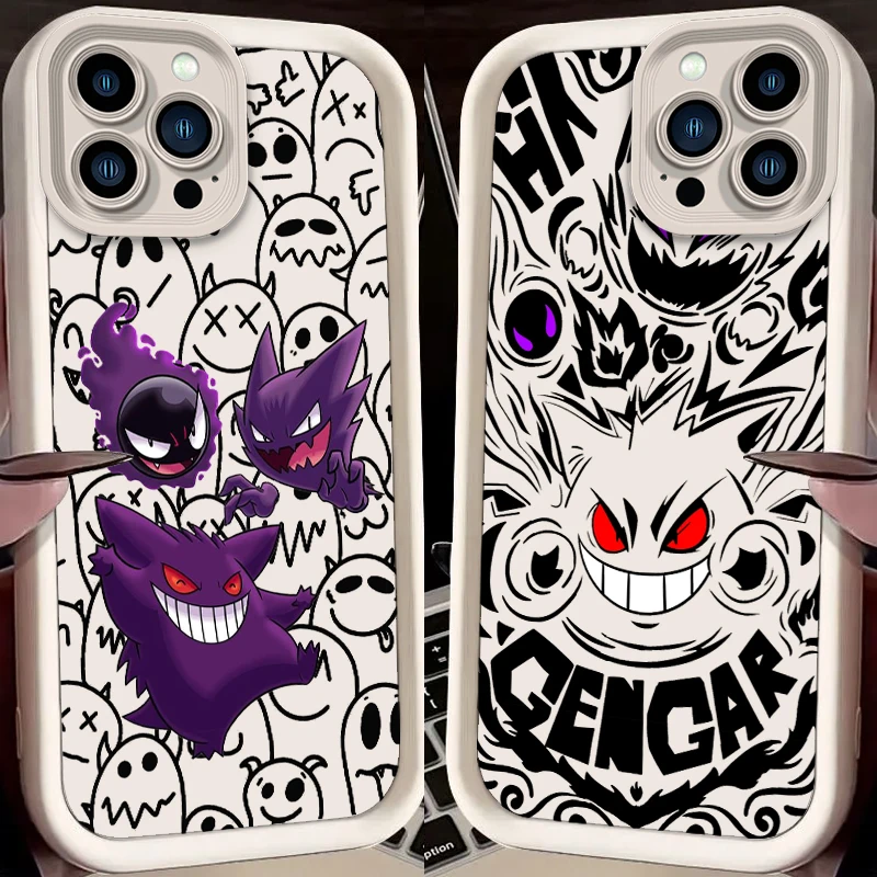 P-Pokemons G-Gengguis Cartoon Eye Ladder For Apple iPhone 15 14 13 12 11 XS XR X Pro Max Plus TPU Phone Case