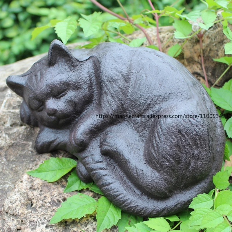 

Country Cottage Cast Iron Cat Animal Sculpture Sleeping Cat Rural Garden Decor Iron Cat Statue Decoration Outdoor