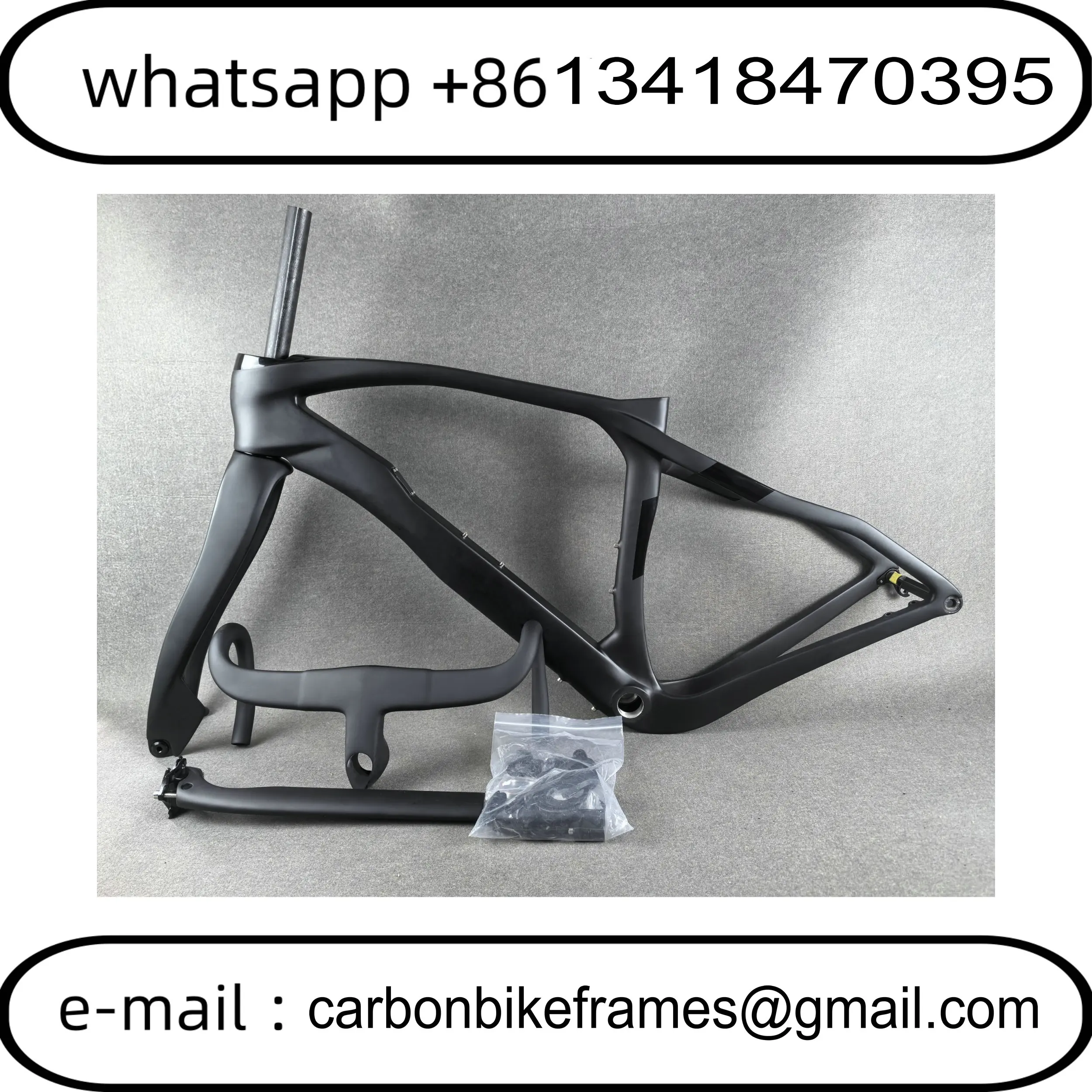 

BOB Carbon Gravel Bike Frame Black Color T1100 BSA Disc Brake Grevil Bicycle Frameset + Handlebar