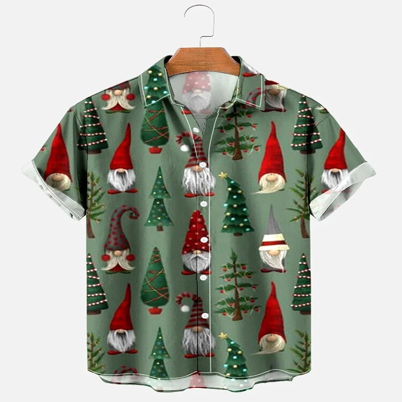 Camicia hawaiana con stampa di babbo natale di natale camicia hawaiana stampata in 3D per uomo e donna camicia Casual Unisex