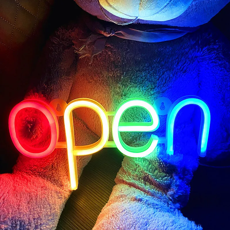 Open Sign Neon Light LED USB & Battery Case Powered Store Shop Business Advertisement Night Lamp Wall Door Window Hanging