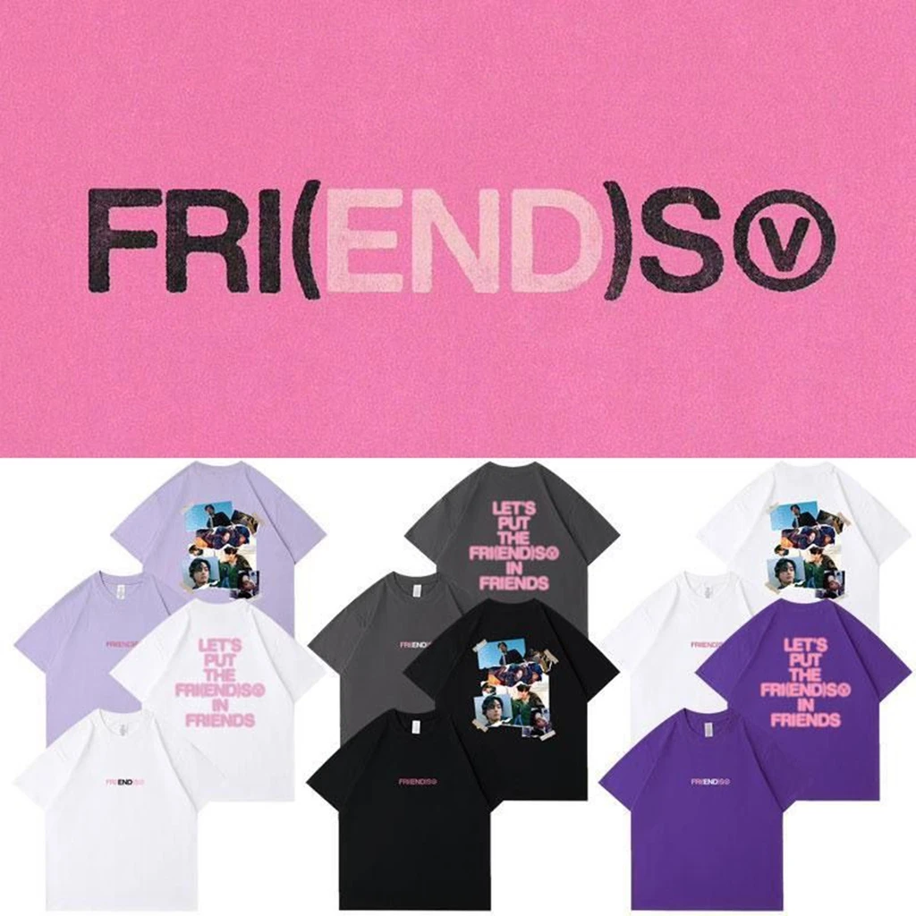 

V Song Friends Graphic T-Shirt Cotton Tops For Women Summer Casual O-Neck Short-Sleeved Clothing Fashion Couple Streetwear Top