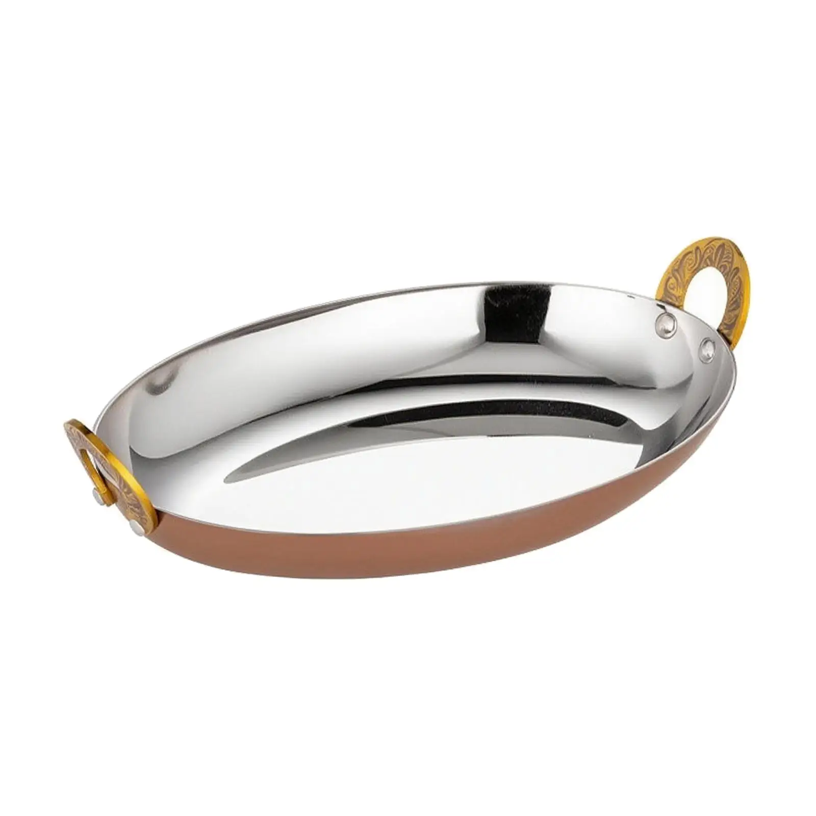 Oval Stainless Steel Serving Dish Polished Oval Serving Platter with Double Handle Steak Plate Long-Lasting Tray Easy to Clean