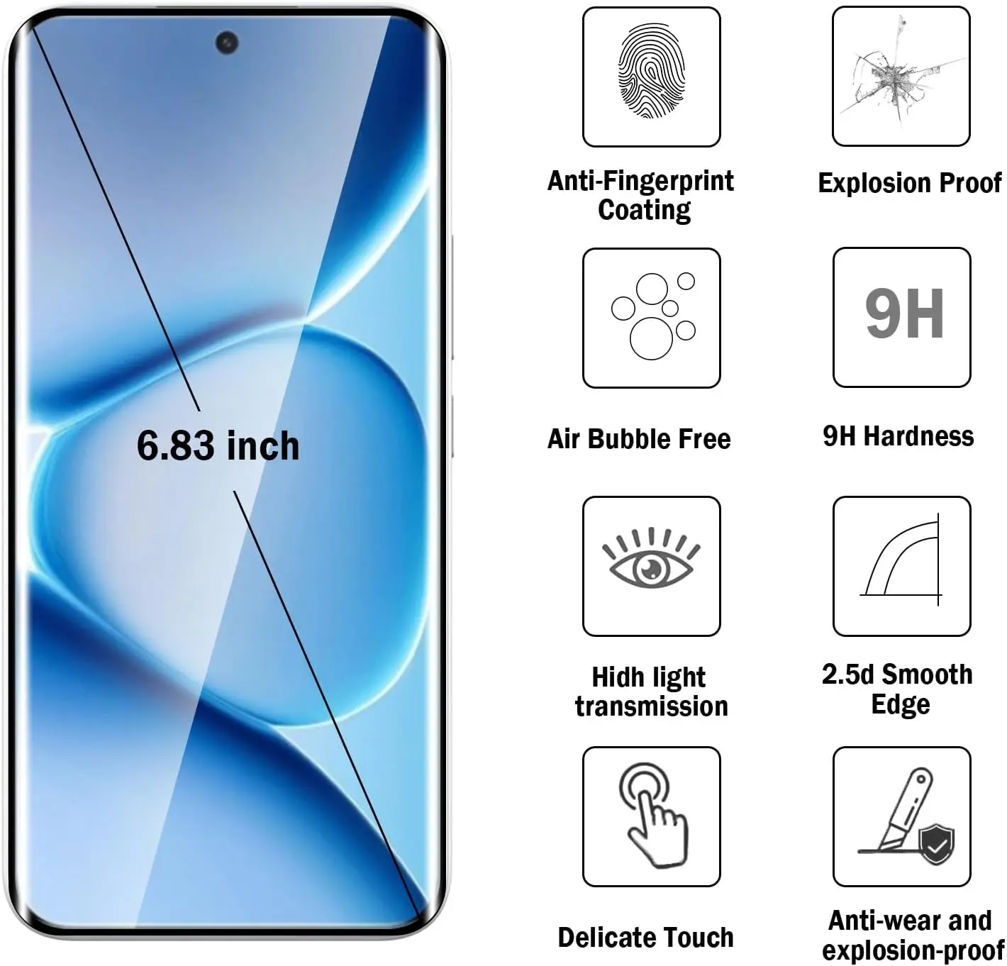 2/4Pcs 9H Curved Fo…