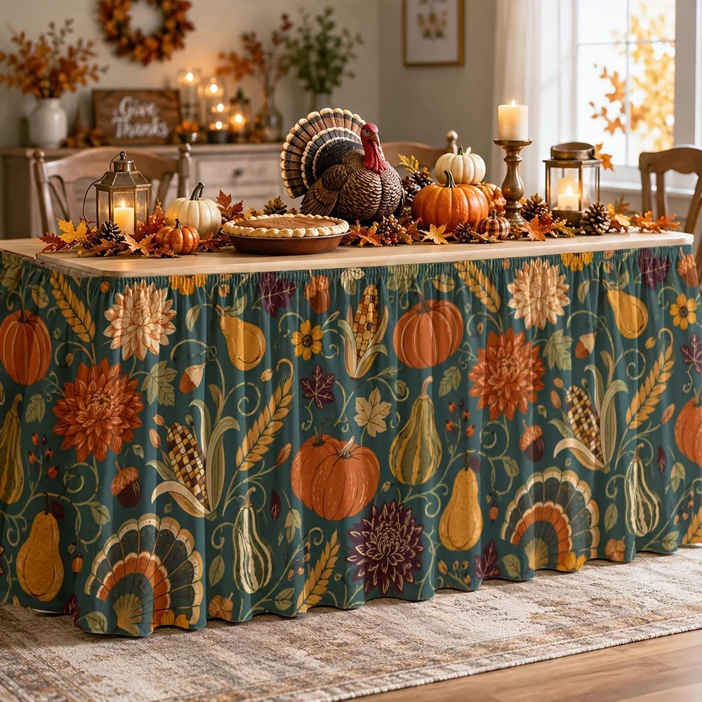 Tablecloth for Harvest in Autumn - Tranquil Countryside - Thanksgiving Day - Mid-Autumn Season - Party Tablecloth